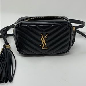 Saint Laurent chevron belt bag black leather